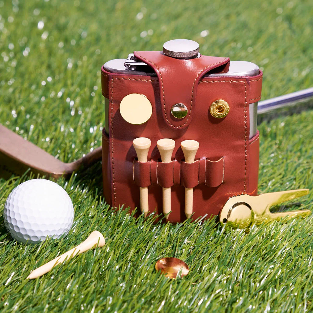 Trueflask 6 oz Golfer's Flask 7-Piece Accessoy Set & Case