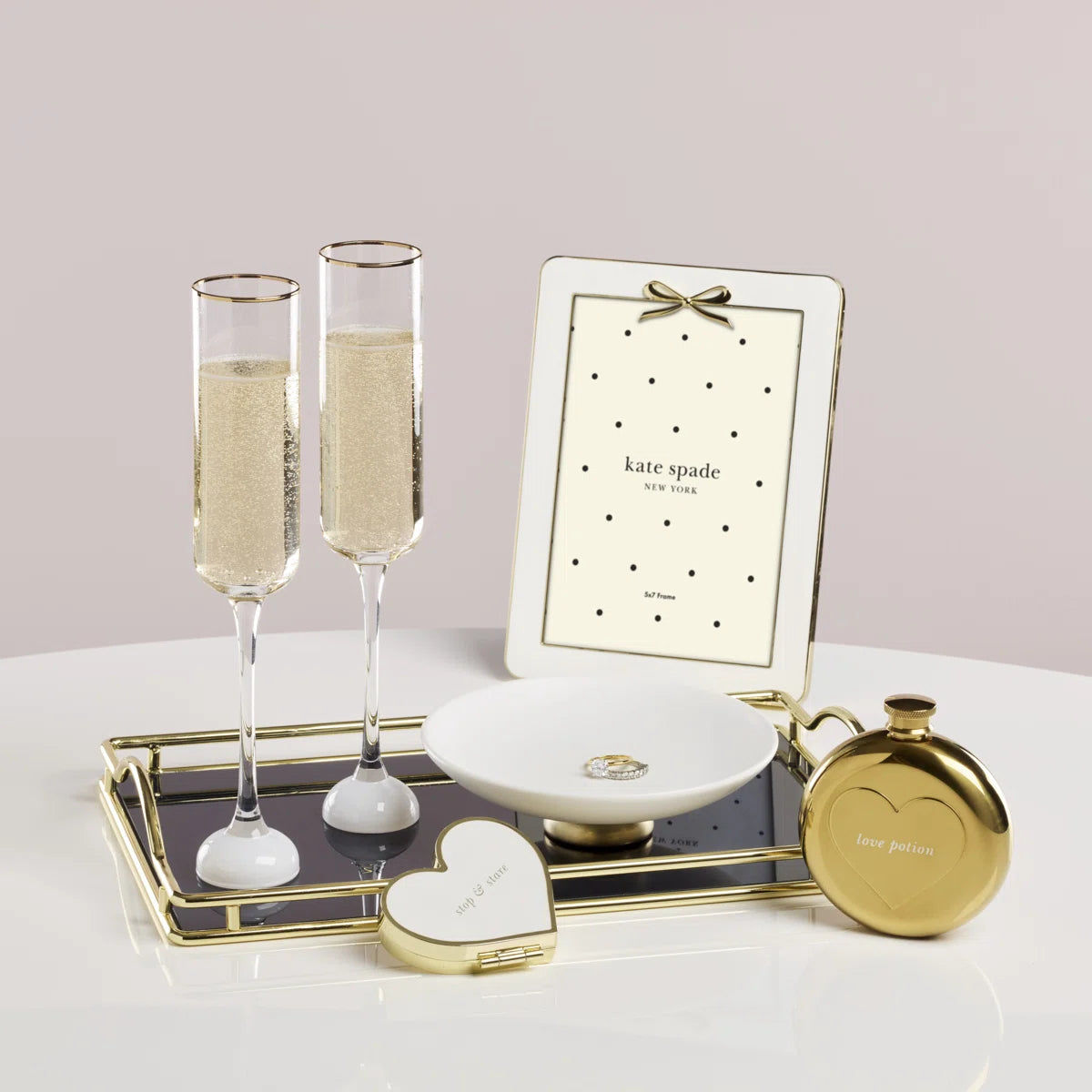 Gold Stainless Steel Flask Set