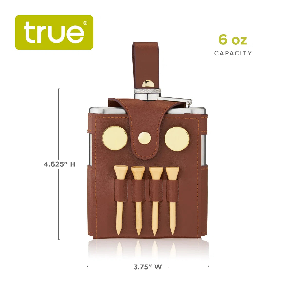 Trueflask 6 oz Golfer's Flask 7-Piece Accessoy Set & Case